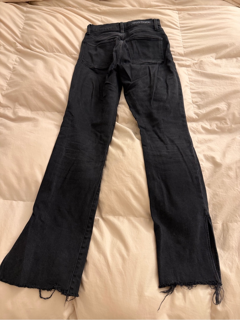 Favorite Daughter Black Flare Jeans with Raw Hem - Picture 2 of 4